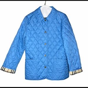 Burberry Blue Constance Nova Quilted Coat Size S